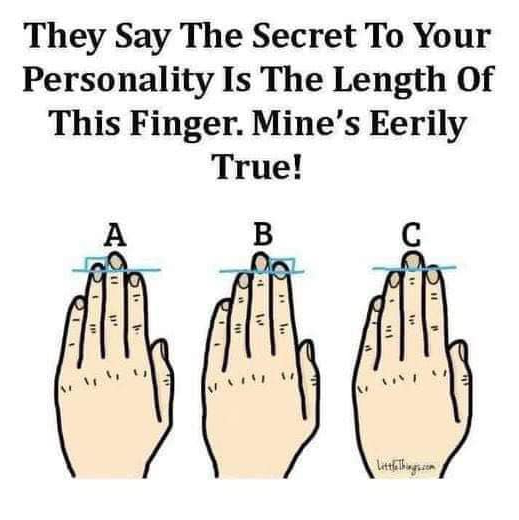 The length of your finger shows which personality you have