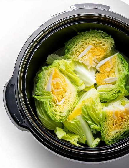 Place fresh cabbage wedges in a slow cooker along with these three ingredients.